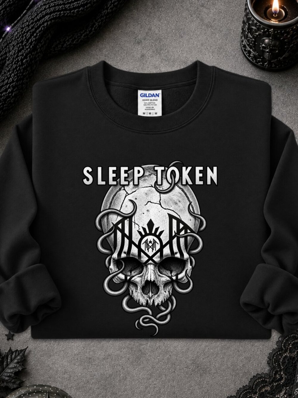 Sleep Token Skull Sweatshirt Adult Unisex Graphic Crewneck Rock Metal Music Band